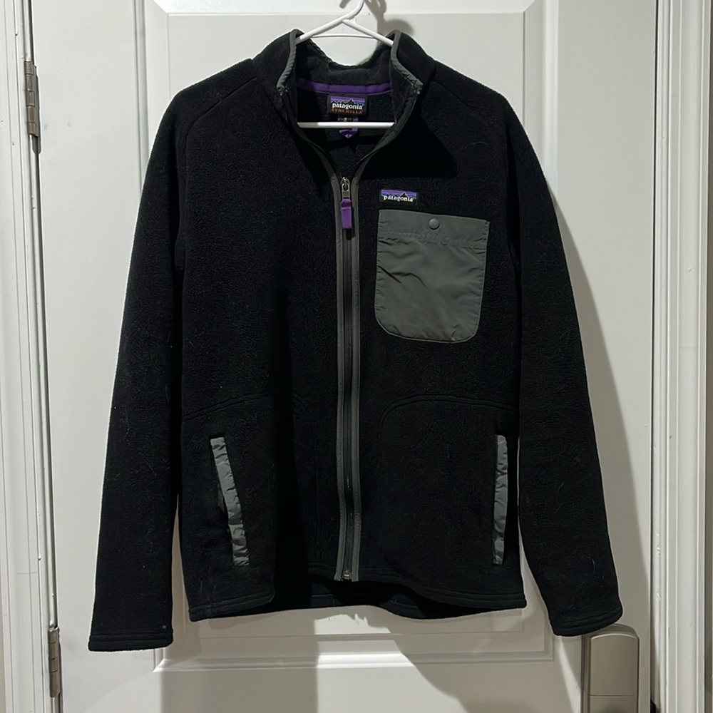 Patagonia full zip black fleece sweatshirt